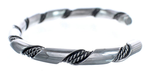 Native American Navajo Authentic Twisted Sterling Silver Cuff Bracelet JX123218
